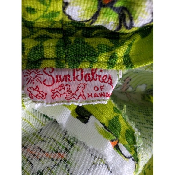 Vtg Sunbabies Hawaiian Lime Green Floral Hibiscus Sleeveless Dress Sz S/M READ - Picture 9 of 9
